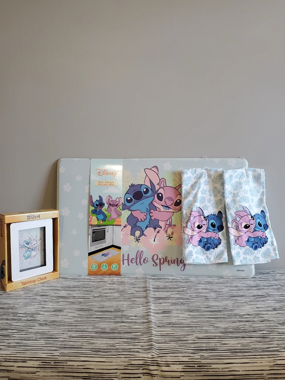 Disney Stitch & Angel Kitchen Set with 2 Towels, Tabletop Clock, and Floor Mat - Picture 8 of 8